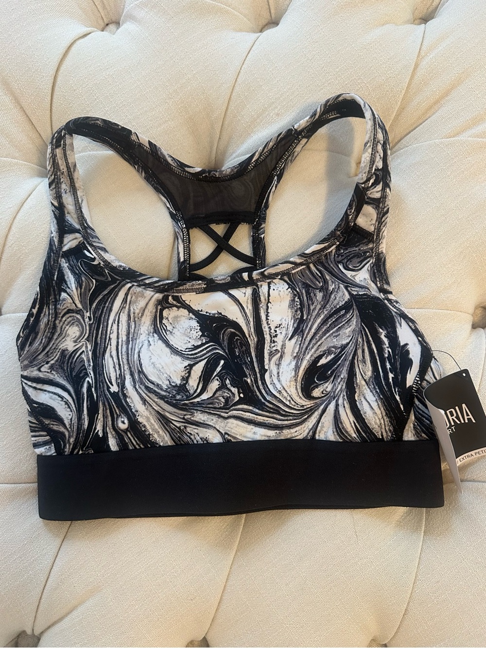 Victoria's Secret Black & White Marble Racerback Sports Bra